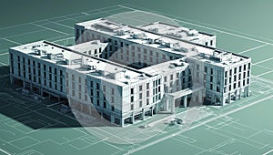 3d wireframe render of a hospitals architecture abstra ai generated