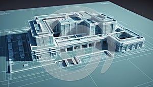 3d wireframe render of a hospitals architecture abstra ai generated