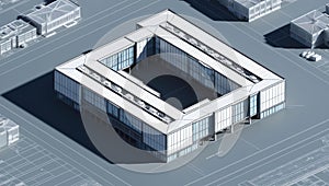 3d wireframe render of a mixeduse complex architecture ai generated
