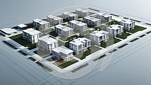 3d wireframe render of a residential community archite ai generated