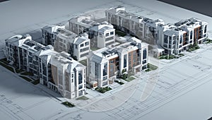 3d wireframe render of a residential community archite ai generated