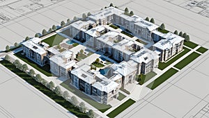3d wireframe render of a residential community archite ai generated