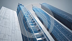 3d wireframe render of a skyscraper architecture abstr ai generated