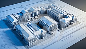 3d wireframe render of a university architecture abstr ai generated