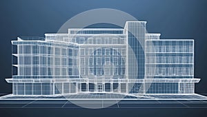 3d wireframe render of a university architecture abstr ai generated