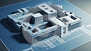 3d wireframe render of a university architecture abstr ai generated