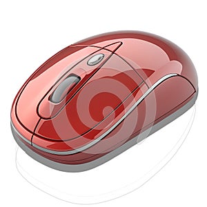 3D Wireless Mouse Icon Glossy Red Tech Accessory with Scroll Wheel