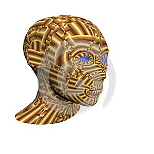 3d woman`s head painted with patterns.