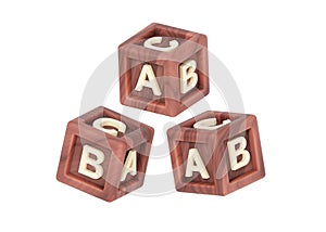 3d wooden cube toy, alphabet block for kid or abc baby game for preschool years