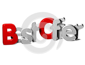 3D Word Best Offer on white background photo