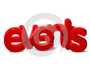 3D Word Events on white background