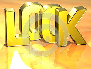 3D Word Look on yellow background