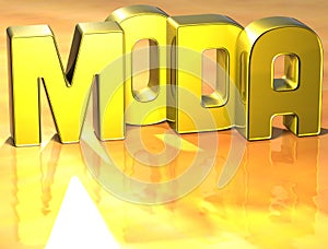 3D Word Moda on yellow background photo