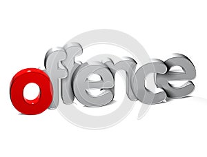 3D Word Offence over white background.