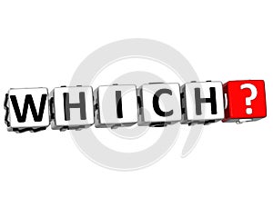 3D word Which with question mark.
