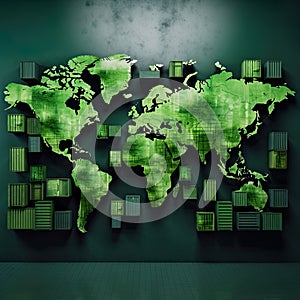 3D world map background, thoughtfully designed to provide ample space for text.