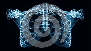 3D X-Ray View of the Human Ribcage Highlighting Ribs, Sternum, and Clavicles photo