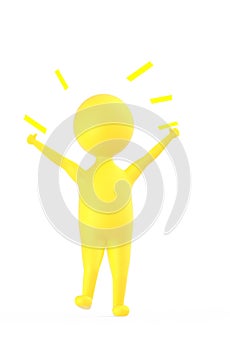 3d yellow character showing happiness ,excitment , joy photo