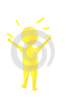 3d yellow character showing happiness / excitment / joy photo