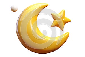 3D Yellow Crescent Moon