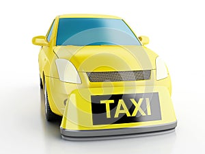 3d yellow taxi car.