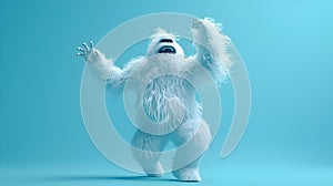 3D Yeti Illustration on Blue Background
