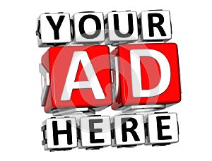 3D Your Ad Here Button Click Here Block Text