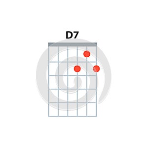 D7 guitar chord icon. Basic guitar chords vector isolated on white