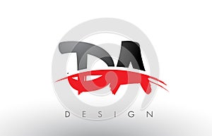 DA D A Brush Logo Letters with Red and Black Swoosh Brush Front