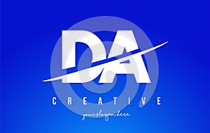 DA D A Letter Modern Logo Design White Yellow Background and Swoosh