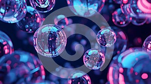 Abstract Neon Digital Spheres