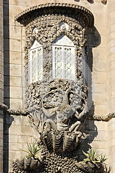 Da Pena palace. Decorated window . Sintra. Portugal photo