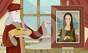 Da vinci painting the mona lisa gioconda