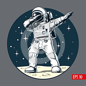 Dabbing astronaut on the moon, vector illustration