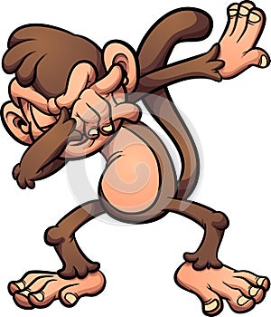 Dabbing brown cartoon monkey