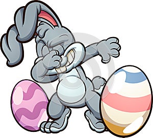 Dabbing cartoon Easter bunny