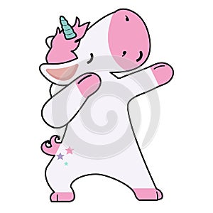 Dabbing  Unicorn dancing cartoon icon