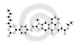 dabigatran molecule, structural chemical formula, ball-and-stick model, isolated image direct thrombin inhibitors