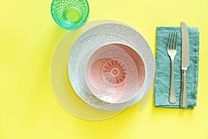 Dable setting on bright yellow background