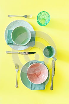 Dable setting on bright yellow background