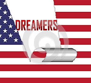 Daca Kids Dreamer Legislation Flag For Us Immigration - 2d Illustration