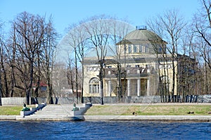 Dacha of Prince of Oldenburg on Kamenny Island, embankment of Malaya Nevka River, St. Petersburg, Russia