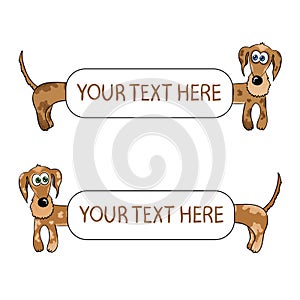 Dachshund background set. Funny dogs frames, isolated vector illustration.