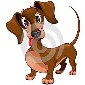 Dachshund Cute Confused Puppy Dog Cartoon Character Vector Illustration