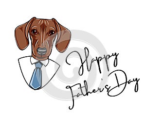 Dachshund Dad. Fathers day greeting card. Necktie, Mens shirt, Tie. Happy Fathers day greeting card. Vector.