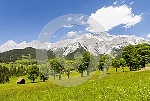 Dachstein and landscape near Ramsau, Austria