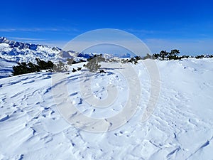 dachstein mountains in austria in winter