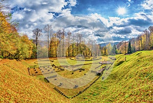 Dacian ruins Fortress Sarmizegetusa Regia, Orastie Mountains, Romania photo