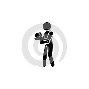 Dad with baby in his arms icon.