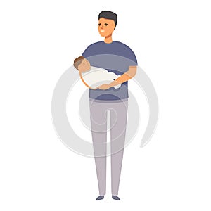 Dad care baby icon cartoon vector. Sleep child tired